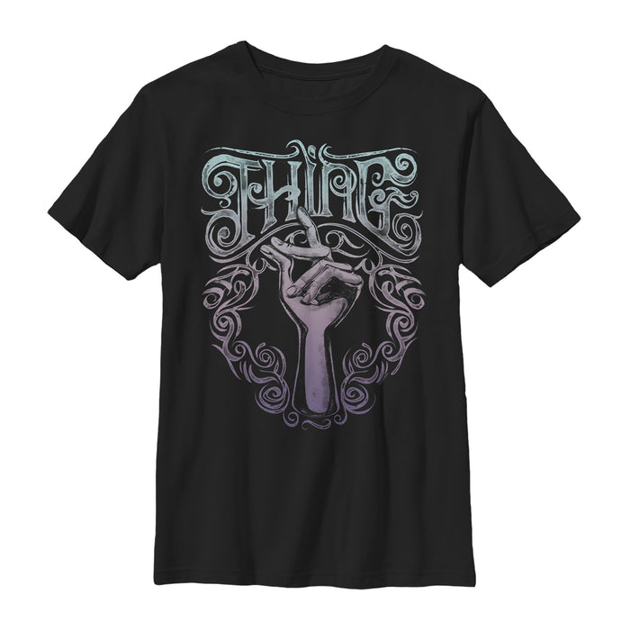 fifth sun Boy's Addams Family Thing Ornate Snap T-Shirt