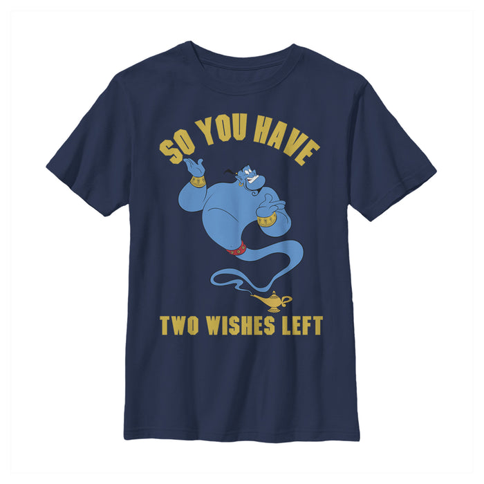 fifth sun Boy's Aladdin Genie Two Wishes Left T-Shirt