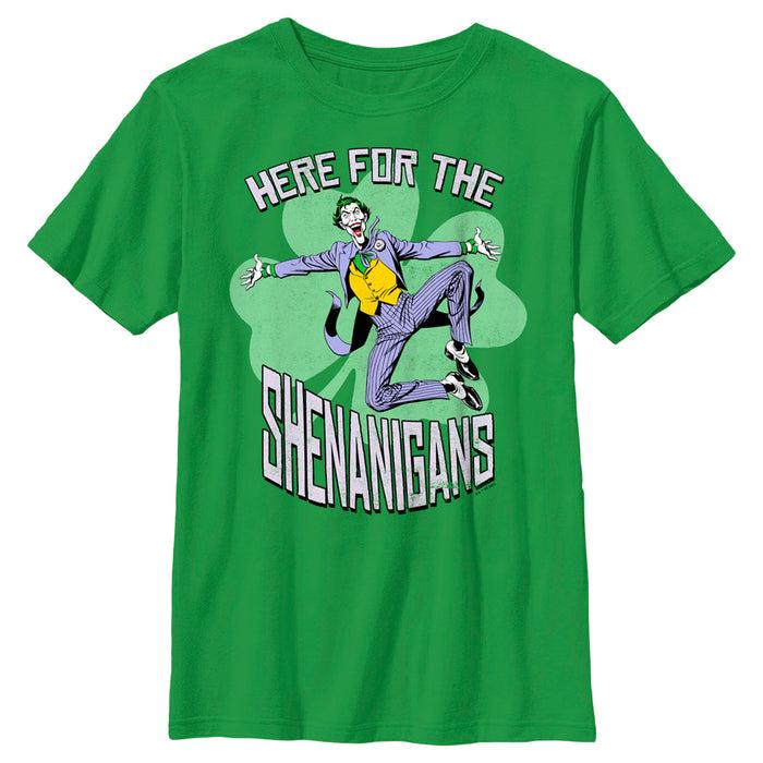 fifth sun Boy's Batman St. Patrick's Day Joker Here for the Shenanigans T-Shirt