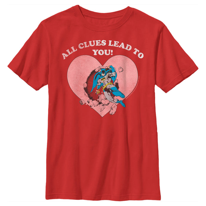 fifth sun Boy's Batman Valentine's Day All the Clues Lead to You T-Shirt