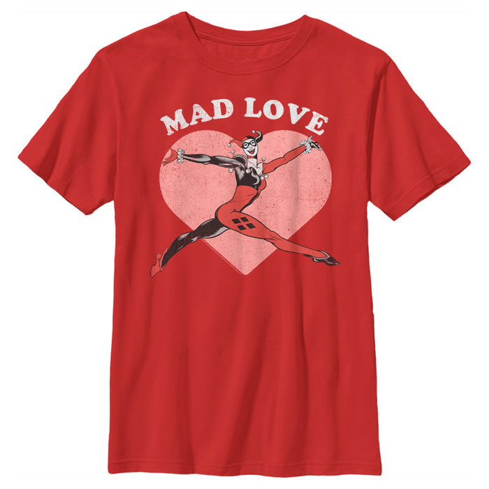 fifth sun Boy's Batman Valentine's Day Harley Quinn Mad Love T-Shirt