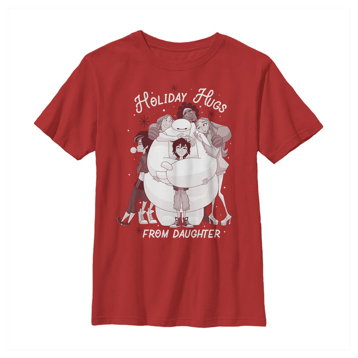 fifth sun Boy's Big Hero 6 Holiday Hugs From Daughter T-Shirt