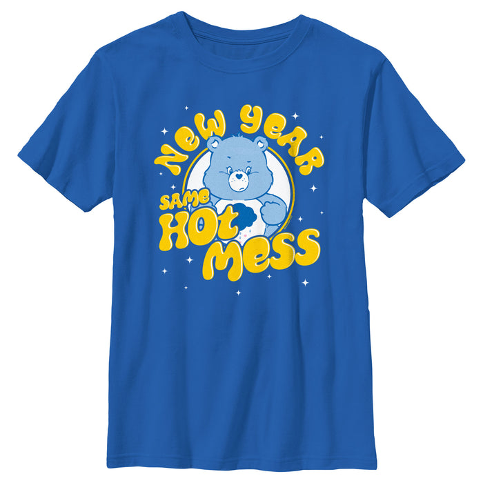 fifth sun Boy's Care Bears Grumpy Bear New Year Same Hot Mess T-Shirt