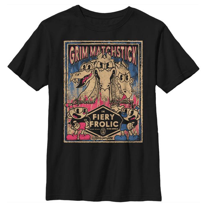 fifth sun Boy's Cuphead Grim Matchstick in Fiery Frolic Poster T-Shirt