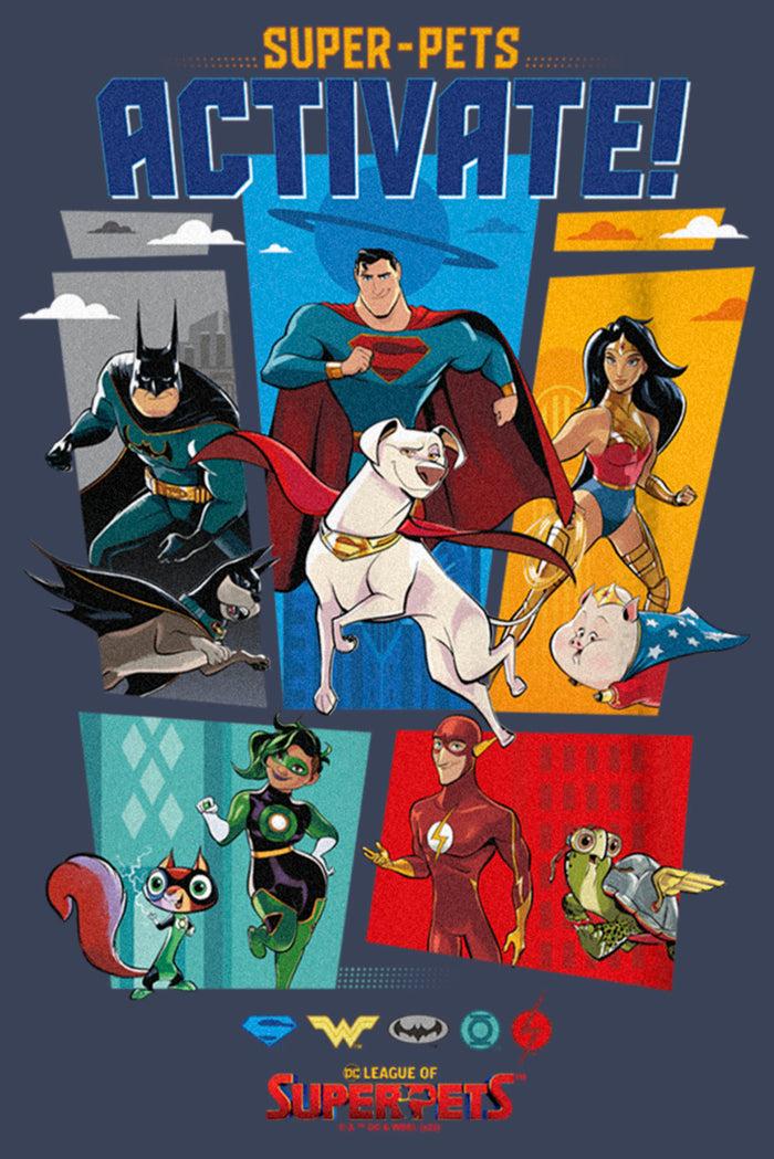Fifth Sun Boy's DC League Of Super-Pets Activate Group Panels T-Shirt