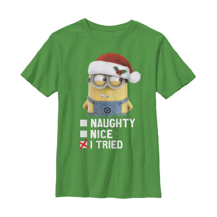 fifth sun Boy's Despicable Me Christmas Minion I Tried T-Shirt
