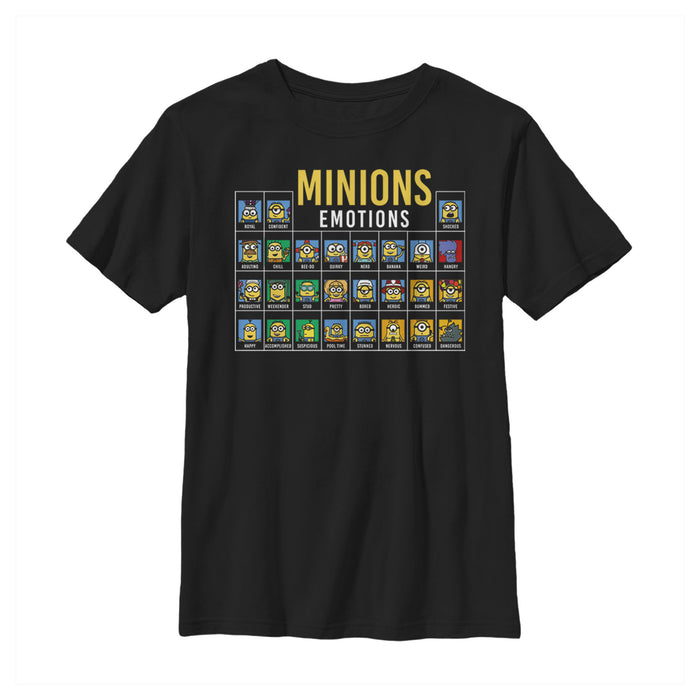 fifth sun Boy's Despicable Me Minion Emotion Periodic Table T-Shirt