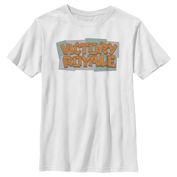 fifth sun Boy's Fortnite Victory Royale Wooden Logo T-Shirt