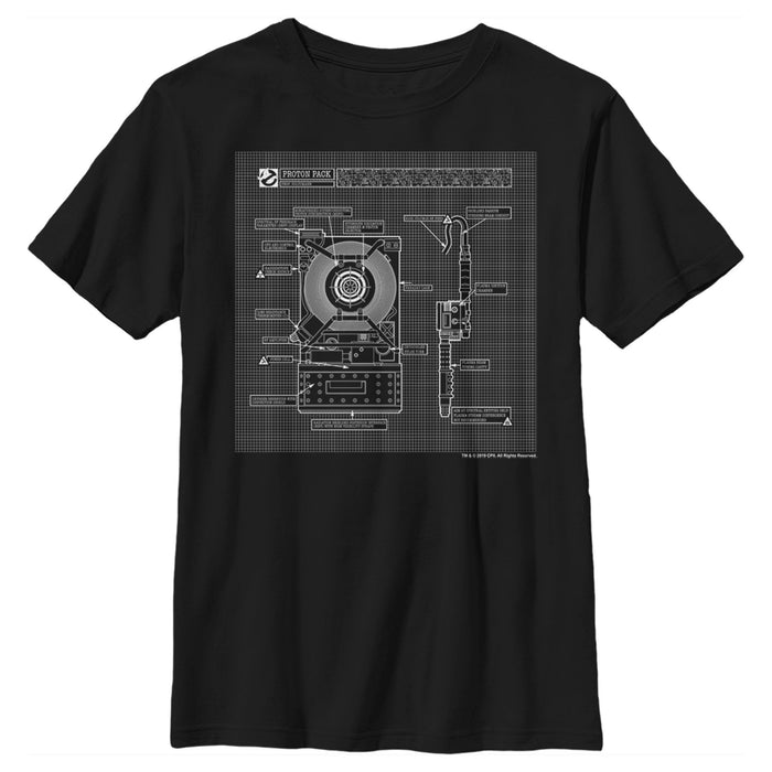 fifth sun Boy's Ghostbusters Proton Pack Blueprint T-Shirt