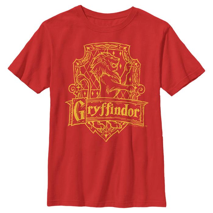 fifth sun Boy's Harry Potter Gryffindor Line Art Crest T-Shirt