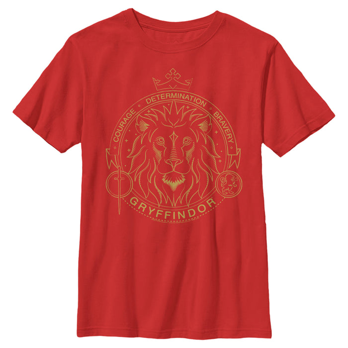 fifth sun Boy's Harry Potter Gryffindor Line Art Seal T-Shirt
