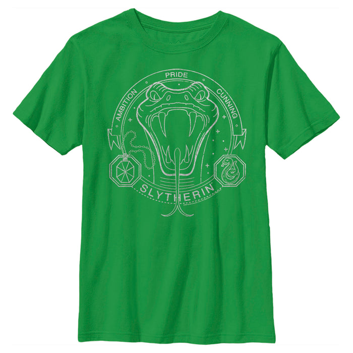fifth sun Boy's Harry Potter Slytherin Snake Logo T-Shirt