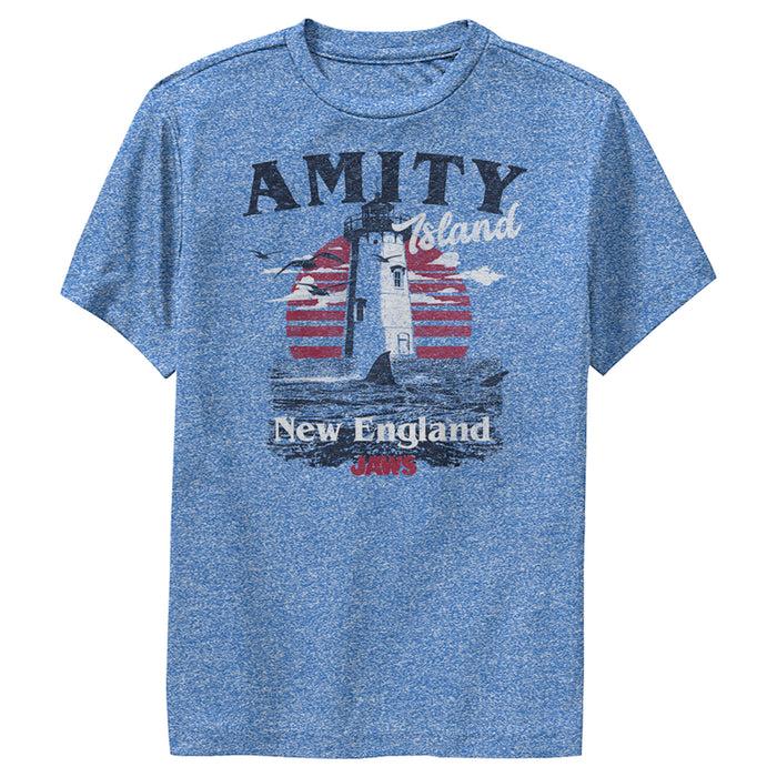 fifth sun Boy's Jaws Amity Island Tourist Lighthouse Performance Tee
