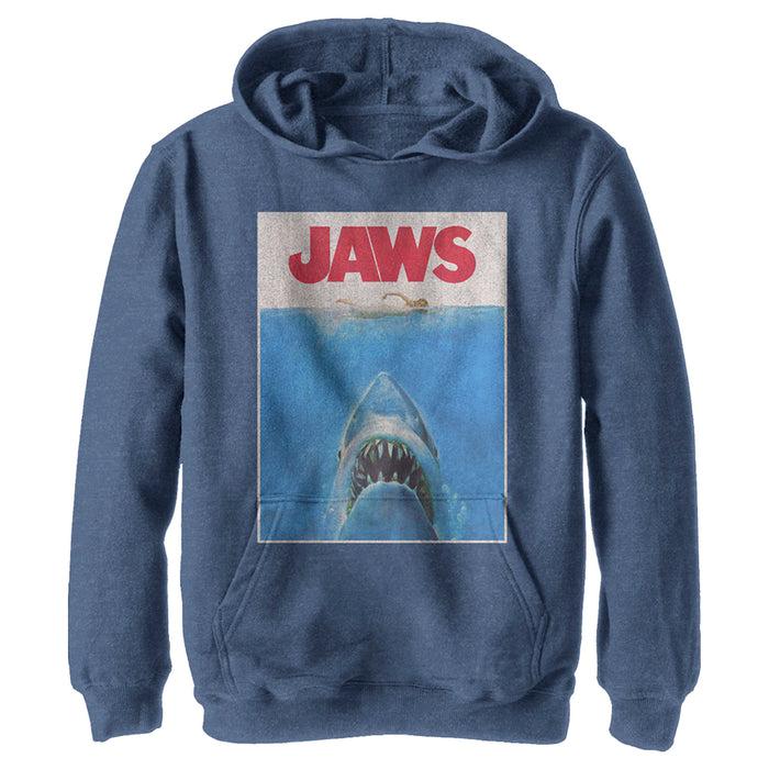 Fifth Sun Boy's Jaws Retro Distressed Poster Pull Over Hoodie