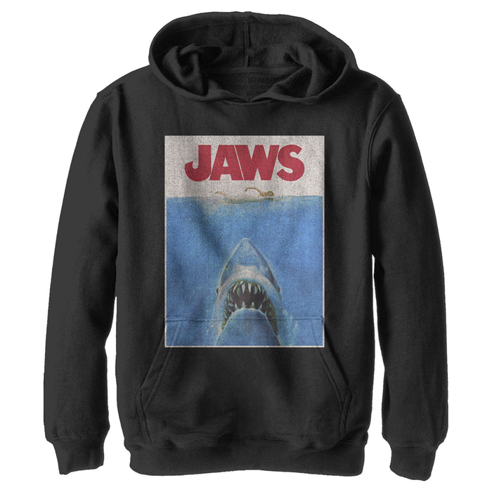 fifth sun Boy's Jaws Retro Distressed Poster Pull Over Hoodie