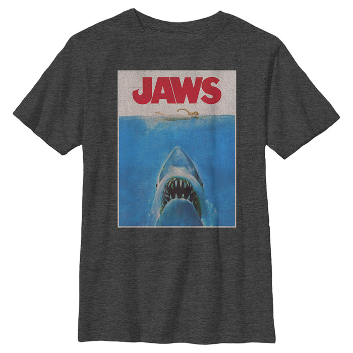 fifth sun Boy's Jaws Retro Distressed Poster T-Shirt
