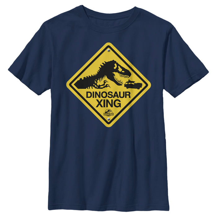 Fifth Sun Boy's Jurassic Park Dinosaur Crossing Sign T-Shirt