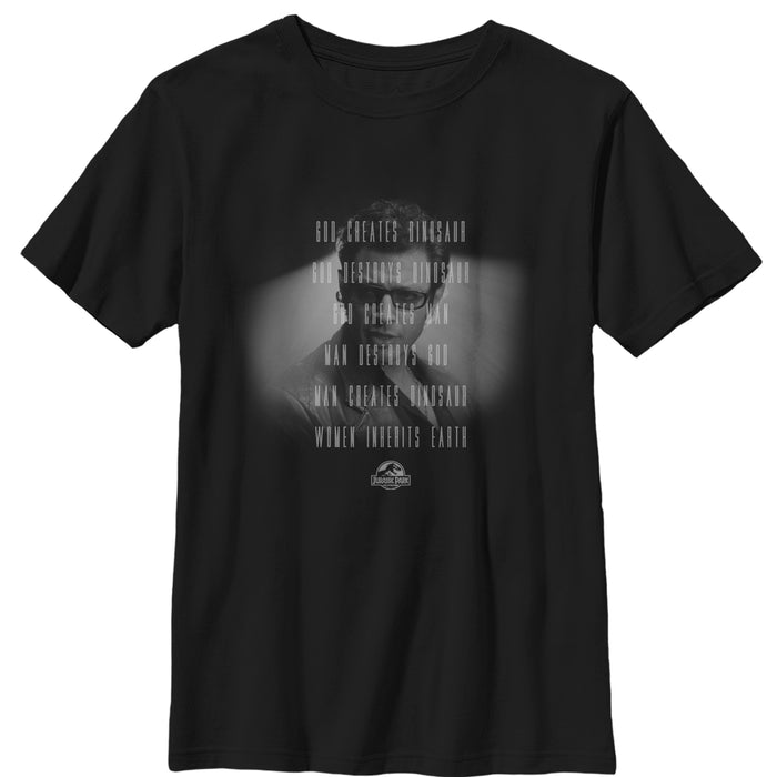 fifth sun Boy's Jurassic Park Dr. Malcolm Man Creates Dinosaur T-Shirt