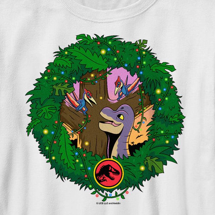 Fifth Sun Boy's Jurassic World Dinosaur Christmas Wreath T-Shirt