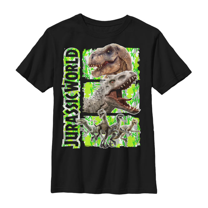 fifth sun Boy's Jurassic World Dinosaur Panels T-Shirt