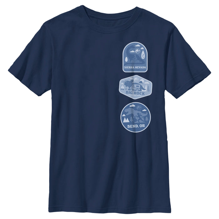 fifth sun Boy's Jurassic World: Dominion Destination Travel Dinosaur Badges T-Shirt