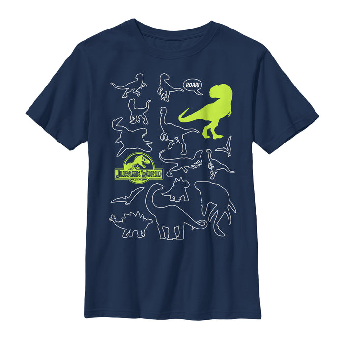 fifth sun Boy's Jurassic World: Fallen Kingdom Dinosaur Outline T-Shirt