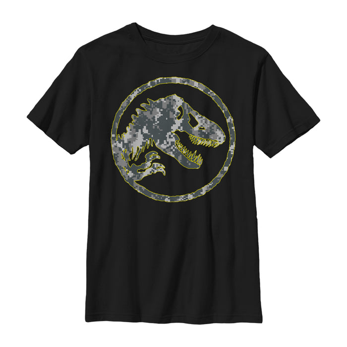 fifth sun Boy's Jurassic World Pixel Camo Dinosaur T-Shirt