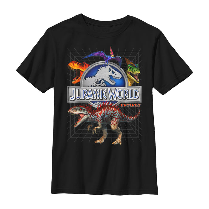 fifth sun Boy's Jurassic World Rainbow Dinosaurs T-Shirt