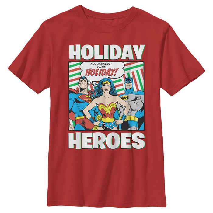 fifth sun Boy's Justice League Holiday Heroes T-Shirt