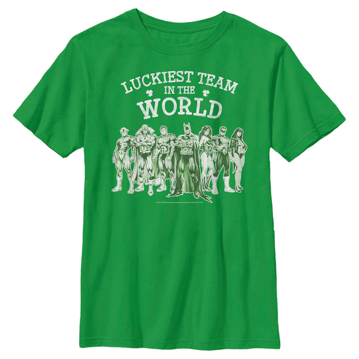 fifth sun Boy's Justice League St. Patrick's Day Luckiest Team in the World T-Shirt