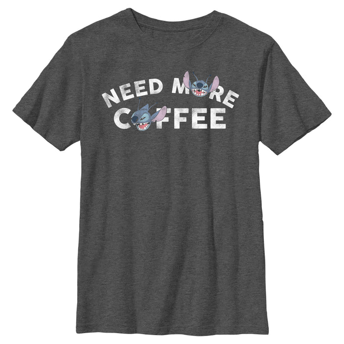fifth sun Boy's Lilo & Stitch Need More Coffee Distressed Stitch T-Shirt