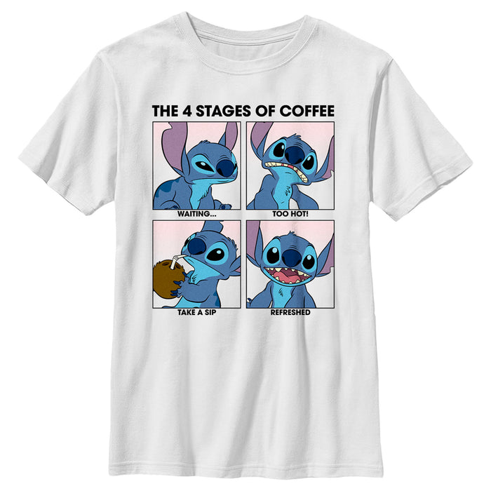 fifth sun Boy's Lilo & Stitch The 4 Stages of Coffee T-Shirt