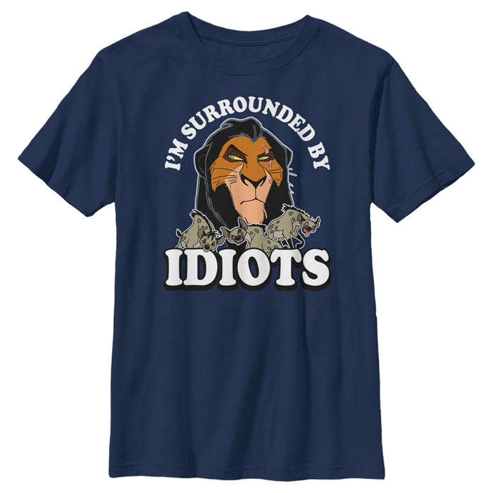 fifth sun Boy's Lion King Scar I'm Surrounded By Idiots T-Shirt