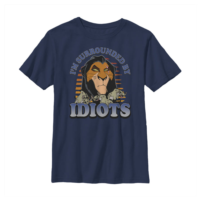 fifth sun Boy's Lion King Scar Surrounded By Idiots Sunset T-Shirt