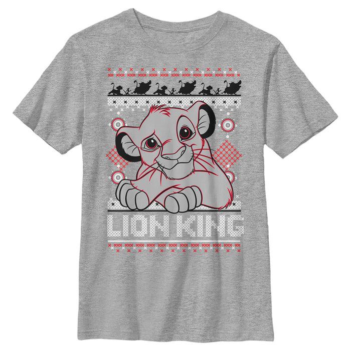 fifth sun Boy's Lion King Simba Ugly Christmas Sweater Print T-Shirt