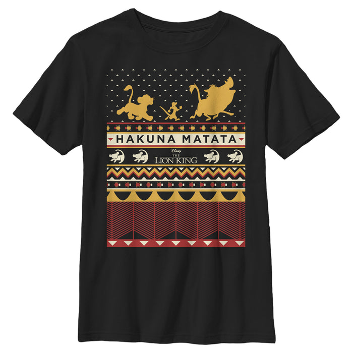 fifth sun Boy's Lion King Ugly Christmas Hakuna Matata T-Shirt
