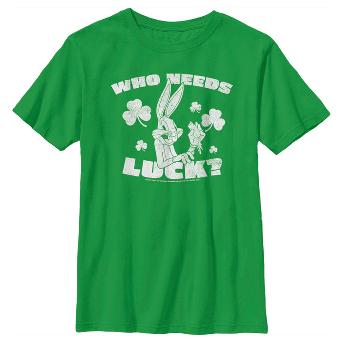 fifth sun Boy's Looney Tunes St. Patrick's Day Bugs Bunny Who Needs Luck? T-Shirt
