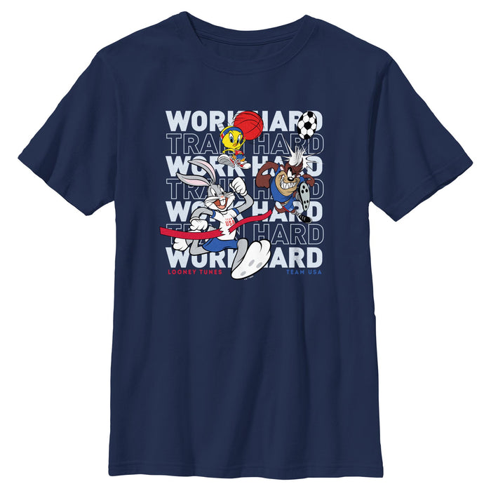 fifth sun Boy's Looney Tunes Work Hard Crew T-Shirt