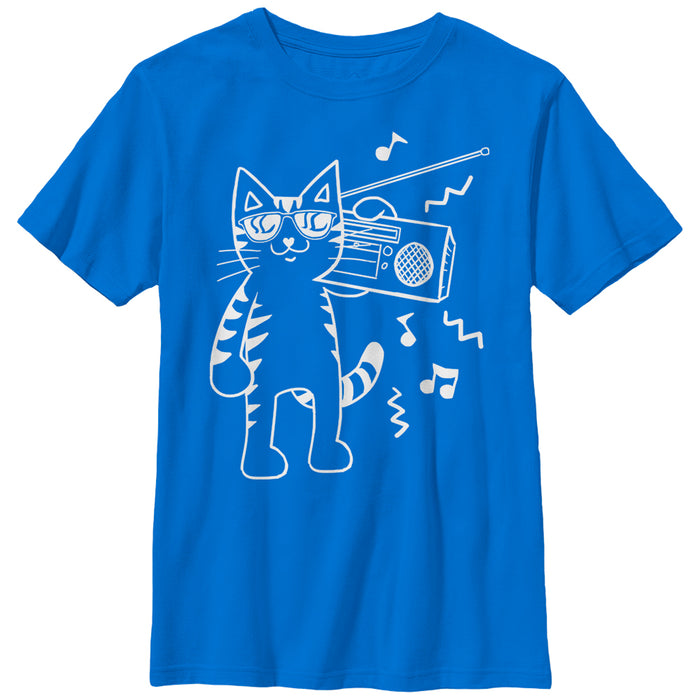 fifth sun Boy's Lost Gods Boombox Cat Cartoon T-Shirt
