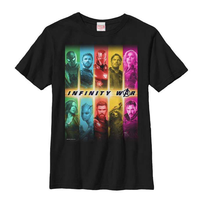 fifth sun Boy's Marvel Avengers: Infinity War Hero Rainbow Panel T-Shirt