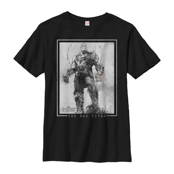 fifth sun Boy's Marvel Avengers: Infinity War Thanos Grayscale T-Shirt