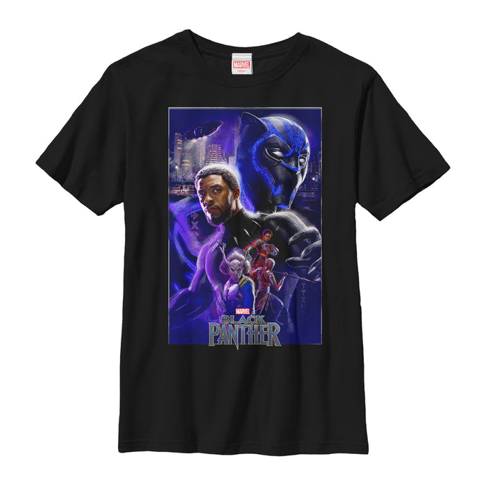 fifth sun Boy's Marvel Black Panther 2018 Character Collage T-Shirt