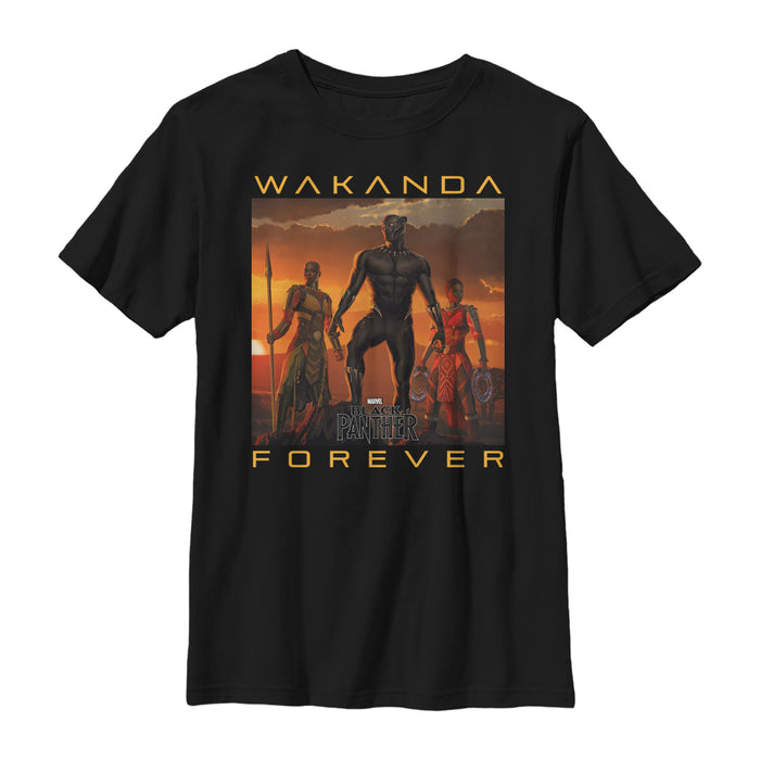 fifth sun Boy's Marvel Black Panther 2018 Wakanda Forever T-Shirt