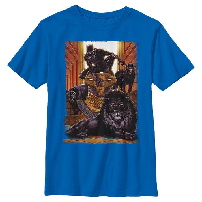 fifth sun Boy's Marvel Black Panther Big Cats Poster T-Shirt