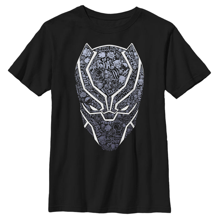 fifth sun Boy's Marvel Black Panther Filled Mask T-Shirt