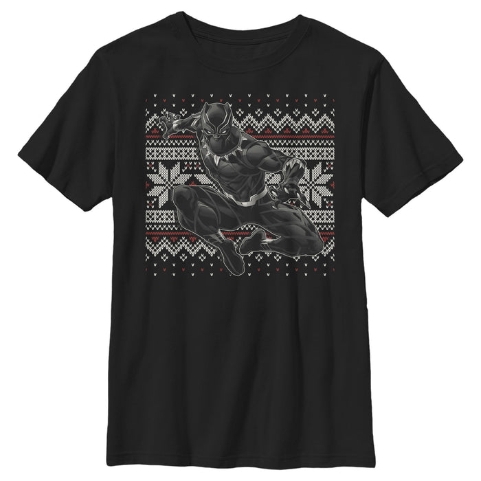 fifth sun Boy's Marvel Black Panther Knit Pattern Print T-Shirt