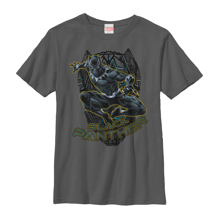 fifth sun Boy's Marvel Black Panther Mask Outline T-Shirt
