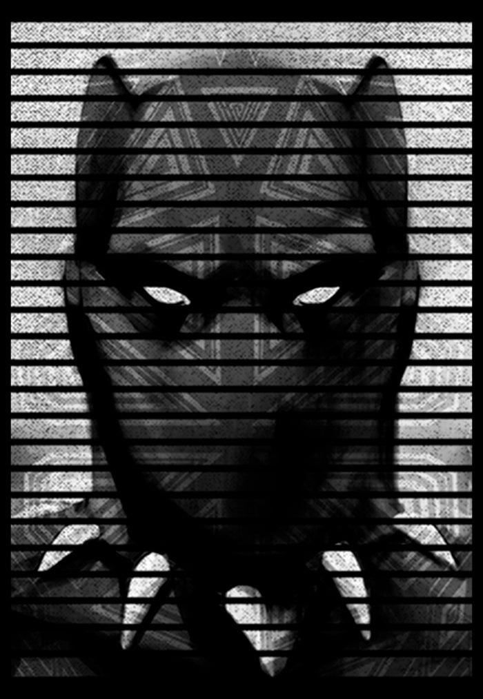 Fifth Sun Boy's Marvel Black Panther Striped Profile T-Shirt