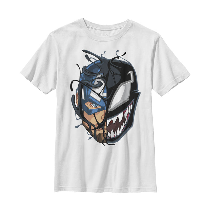 fifth sun Boy's Marvel Captain America Venom Mask Symbol T-Shirt