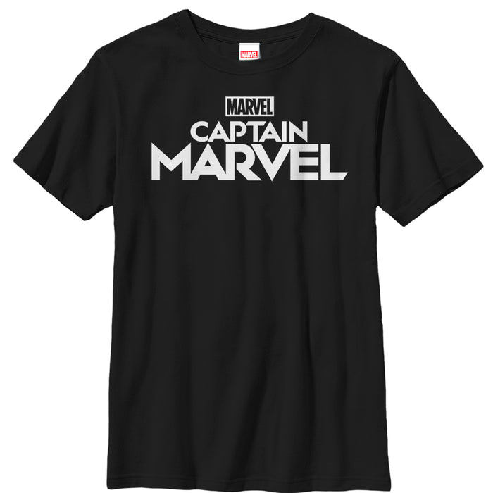 fifth sun Boy's Marvel Captain Marvel Bold Logo T-Shirt